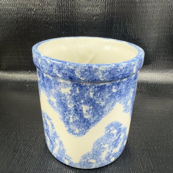 Farmhouse Pig Kitchen Utensil Vase Container Hand Made Signed Blue Gray Pottery - Picture 10 of 12